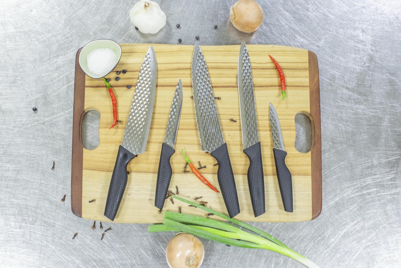 MediaShop Messer-Set Messer-Set Air Blade (5-tlg), Edelstahl, antihaftbeschichtete Klingen, ergonomische Griffe von MediaShop