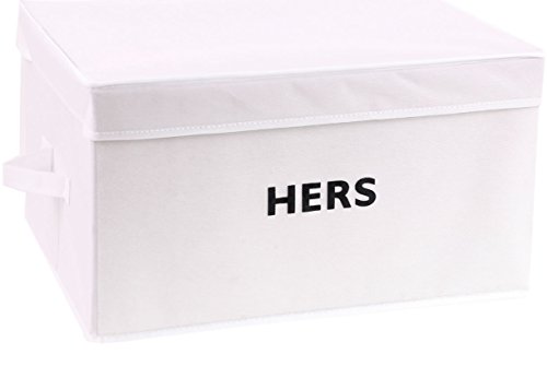 Mediablue Aufbewahrungsbox HIS mit Deckel 45x35x25 cm Schwarz/weiß (Weiß, Hers) von Mediablue