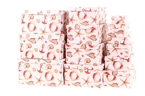 Aufbewahrungsboxen Schachteln Geschenkbox im 13er Set mit Deckel Verschiedene Designs (Meer 4) von Mediablue