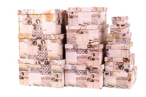 Mediablue Aufbewahrungsboxen Schachteln Geschenkbox im 13er Set mit Deckel Verschiedene Designs (Garn 3) von Mediablue