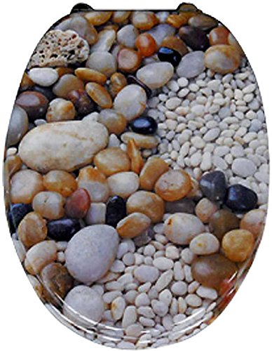 WC-Sitz & Toilettendeckel WC Deckel Klodeckel mit Absenkautomatik 43x37cm (12 - MULTI STONE) von Mediablue
