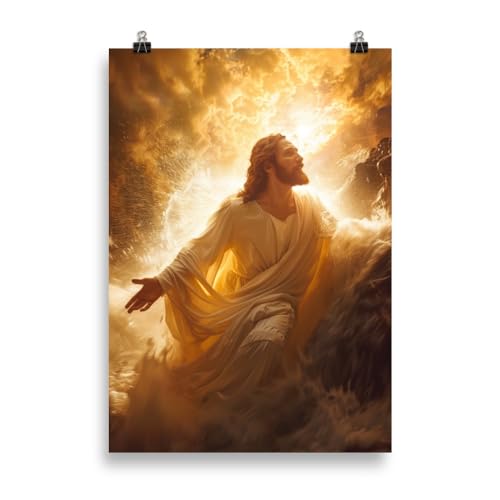 Jesus als Symbol der Auferstehung | Divine Rebirth: Jesu überwältigende Wiederkehr 2 | Jesus Bild | Poster & Kunstdrucke | Wand-Bild, ungerahmt von Medialess
