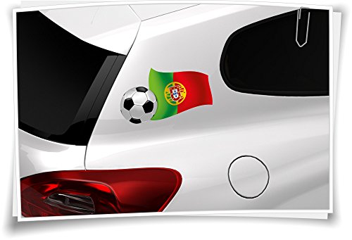 Medianlux 2X Portugal Flagge Autoaufkleber Fahne Fußball Aufkleber Sport EM WM Auto Tür von Medianlux