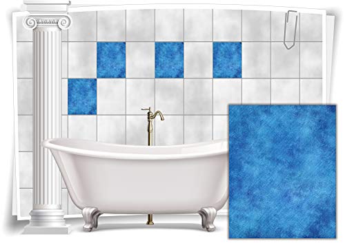 Fliesen-Aufkleber Fliesen-Bild Mosaik Kachel Struktur Blau Sticker Bad WC Küche Deko Digitaldruck Folie, 12 Stück, 15x20cm m19-blau-95343 von Medianlux