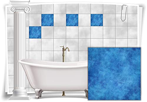 Medianlux Fliesen-Aufkleber Fliesen-Bild Mosaik Kachel Struktur Blau Sticker Bad WC Küche Deko Digitaldruck Folie, 8 Stück, 15x15cm m18-blau-94830 von Medianlux