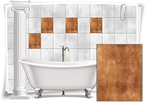 Fliesen-Aufkleber Fliesen-Bild Mosaik Kachel Struktur Braun Sticker Bad WC Küche Deko Digitaldruck Folie, 12 Stück, 15x20cm m19-braun-95328 von Medianlux