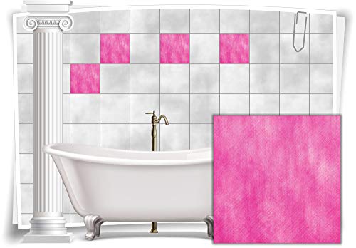 Medianlux Fliesen-Aufkleber Fliesen-Bild Mosaik Kachel Struktur Pink Rosa Sticker Bad WC Küche Deko Digitaldruck Folie, 12 Stück, 15x15cm m18-pink-95093 von Medianlux