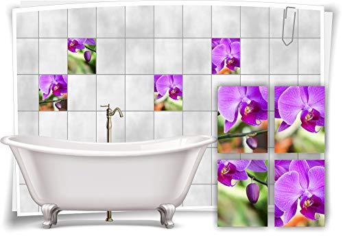 Medianlux Fliesen-Aufkleber Fliesen-Bild Orchideen Lila Pink Wellness SPA Deko Bad WC, 15x20cm fp5p217h-82549 von Medianlux