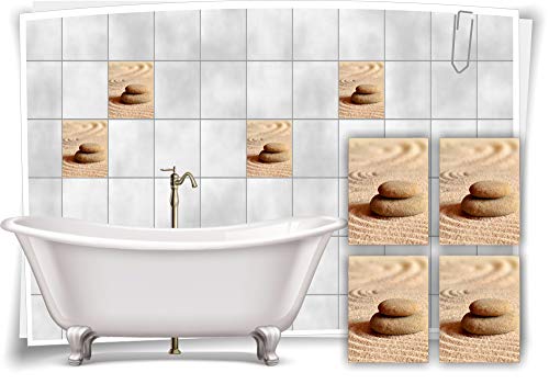 Medianlux Fliesen-Aufkleber Fliesen-Bild Sand Steine Wellness SPA Beige Deko Bad WC, 15x20cm fp5p238h-82822 von Medianlux