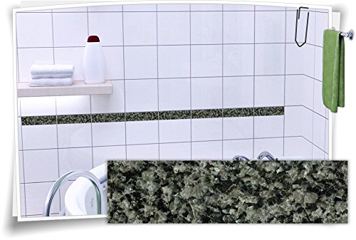 Medianlux Fliesen-Aufkleber Fliesen-Bordüre Granit Marmor Kachel Aufkleber Stein Deko Bad, 20 Stück, 20x5,2cm (BxH) von Medianlux