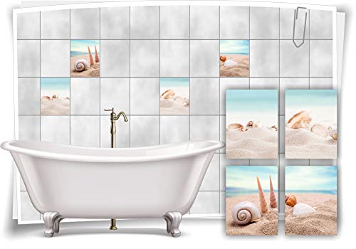 Medianlux Fliesen-Aufkleber SPA Wellness Muschel Sand Strand Ufer Himmel Bad WC Deko, 20x25cm fp5p421h-133889 von Medianlux