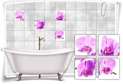 Medianlux Fliesen-Aufkleber SPA Wellness Orchidee Blume Violett Lila Blumen Weiß Bad WC Deko, 10x10cm fp5p597q-135989 von Medianlux