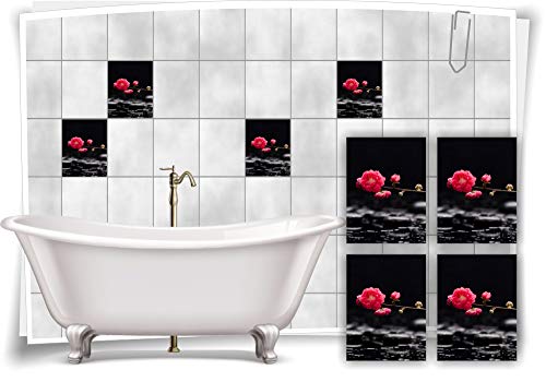 Medianlux Fliesen-Aufkleber SPA Wellness Rose Rosen Rot Schwarz Rosa Wasser Bad WC Deko, 15x20cm fp5p632h-136399 von Medianlux