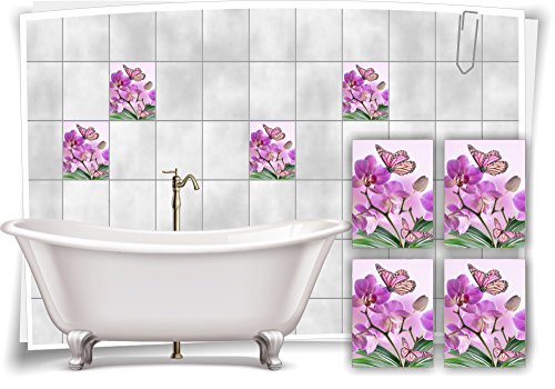 Medianlux Fliesenaufkleber Fliesenbild Blumen Orchidee SPA Wellness Schmetterling Deko Bad Fliesen Dekoration Badezimmer, 15x20cm fp5p15h-57646 von Medianlux