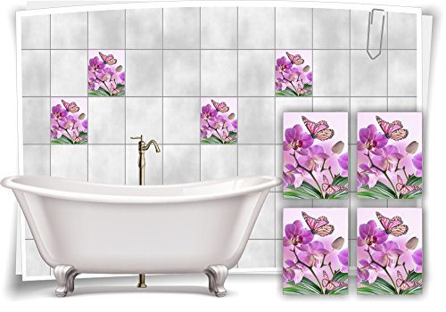 Medianlux Fliesenaufkleber Fliesenbild Blumen Orchidee SPA Wellness Schmetterling Deko Bad Fliesen Dekoration Badezimmer, 20x25cm fp5p15h-57645 von Medianlux