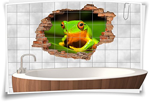 Medianlux Fliesenaufkleber Fliesenbild Fliesendekor Wanddurchbruch Frosch, 75x50cm, eigene Größe von Medianlux