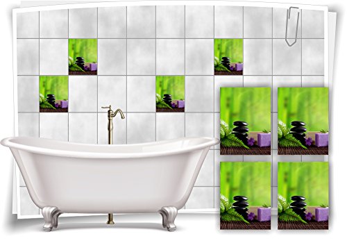 Medianlux Fliesenaufkleber Fliesenbild Zen Steine Farn Wellness SPA Auszeit Deko Aufkleber Fliesen Bad WC, 20x25cm fp5p82h-70713 von Medianlux