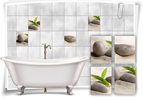 Medianlux Fliesenaufkleber Fliesenbild Zen Steine Sand Bambus Wellness SPA Aufkleber Sticker Deko Bad WC, 20x25cm fp5p157h-74160 von Medianlux