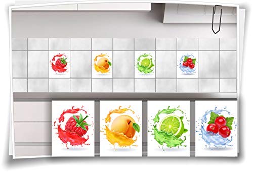 Medianlux Fliesenaufkleber Früchte Obst Zitrone Pfirsich Himbeere Aufkleber Fliesen Kachel Dekor Küche Bad WC, 15x20cm von Medianlux