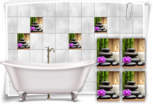 Medianlux Fliesenaufkleber Sticker Fliesenbild Orchidee Kerze Bambus Steine Wellness SPA Aufkleber Deko Bad WC, 15x20cm fp5p167h-76558 von Medianlux