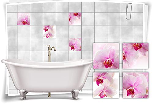 Medianlux Fliesenaufkleber Sticker Fliesenbild Orchidee Pink Rosa Wellness SPA Aufkleber Deko Bad WC, 15x15cm fp5p163q-76513 von Medianlux