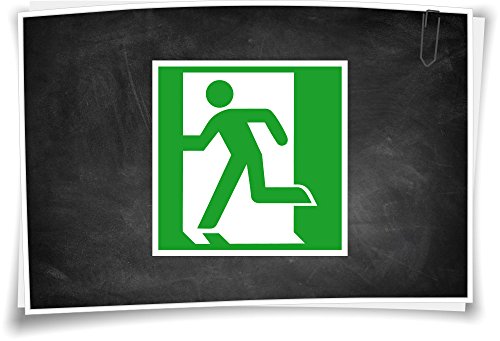 Medianlux Rettunszeichen E001 Notausgang Links Aufkleber Piktogramm Rettungshinweis Schild, 15cm - 1 Stück von Medianlux