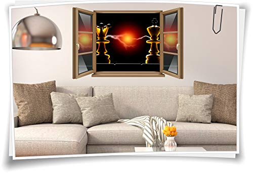 Medianlux Wand-Tattoo Wand-Bild Fenster Schach-Brettspiel Strategie König Springer Sport Figuren Aufkleber Folie Deko Wohnzimmer Küche Folie Digitaldruck, 150x97cm wb22wb823-127522 von Medianlux