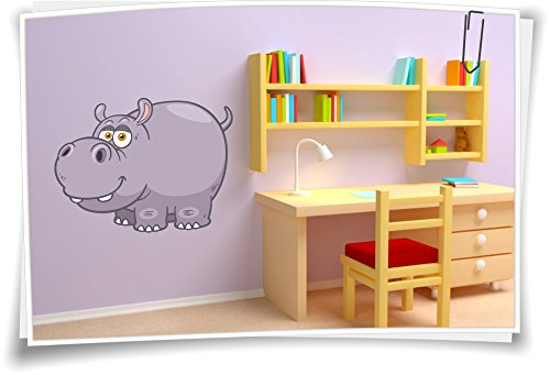 Medianlux Wandtatto Sticker Wandaufkleber Kinderzimmer Aufkleber Kindername Baby Flusspferd Nilpferd, Größe 2 von Medianlux