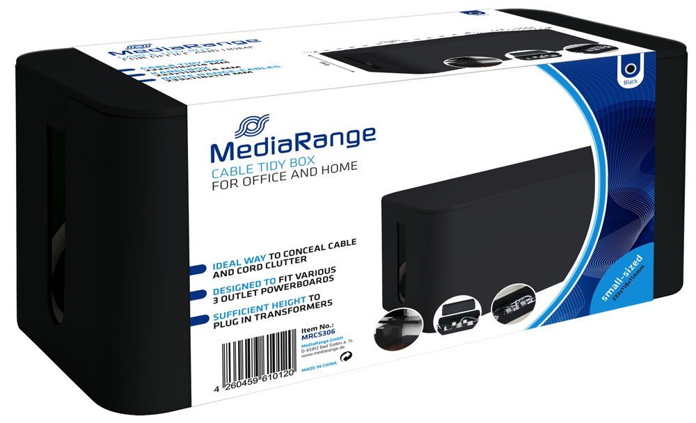 Mediarange Kabelbox Mediarange Cable tidy box Kabelbox S small sized schwarz von Mediarange
