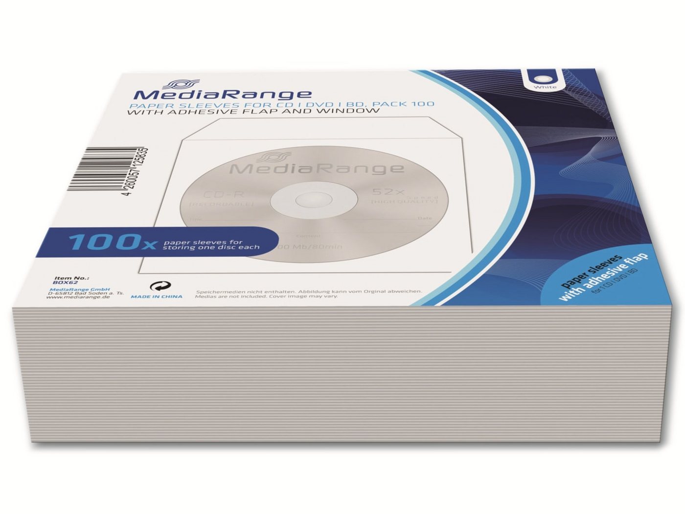 Mediarange Reinigungsbürste MEDIARANGE CD-Papiertaschen, 100er Pack, weiß von Mediarange