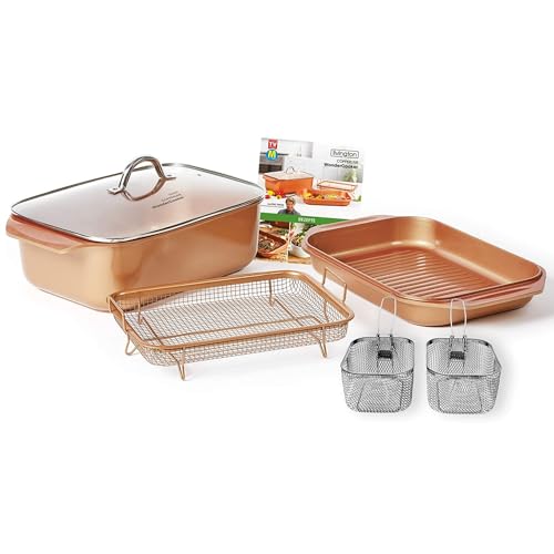 Livington Copperline WonderCooker Deluxe – 14-in-1 Küchenset – Auflaufform, Grillpfanne, Bräter, Slow Cooker u. v. m. – Kochgeschirr für alle Herdarten – Versand Edition in neutraler Verpackung von LIVINGTON