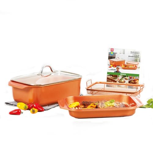 Livington Copperline WonderCooker – 14-in-1 Küchenset – Auflaufform, Grillpfanne, Bräter, Slow Cooker u. v. m. – Kochgeschirr für alle Herdarten inkl. Induktion von LIVINGTON