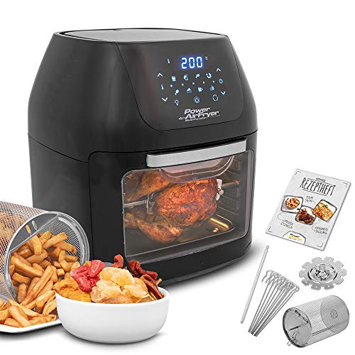 Mediashop M16438 Air Fryer Multi-Function – Heißluft-Fritteuse zum Frittieren ohne Öl – 6-in-1 auch als Dörrautomat, zum Grillen u. v. m. – bis zu 0.8 weniger Fett, Schwarz von PowerXL
