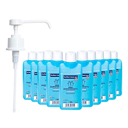 Bode Sterillium Classic Pure Händedesinfektionsmittel, 10x 500ml inkl 1x Bode Dosierpumpe für 500ml Flaschen von Medicalcorner24