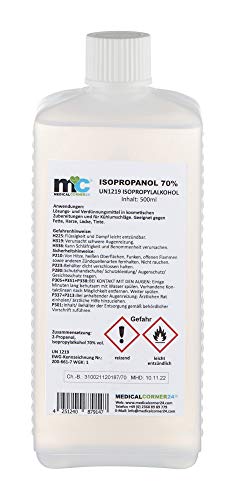 Medicalcorner24® Isopropanol 70% Isopropylalkohol 500 ml 2-Propanol von Medicalcorner24