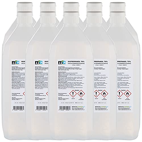 Medicalcorner24 Isopropanol 70% Isopropylalkohol 2-Propanol, 10 x 1 Liter Sprühflasche, 10 x 1000 ml von Medicalcorner24