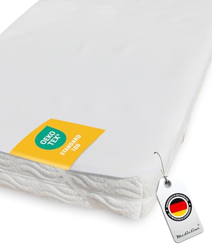 MEDICLINE Matratzenschoner 100x200cm aus 100% Baumwolle - NEU Extra atmungsaktive waschbare Öko-Tex Matratzenauflage - Matratzenschutz aus Deutschland von Medicline