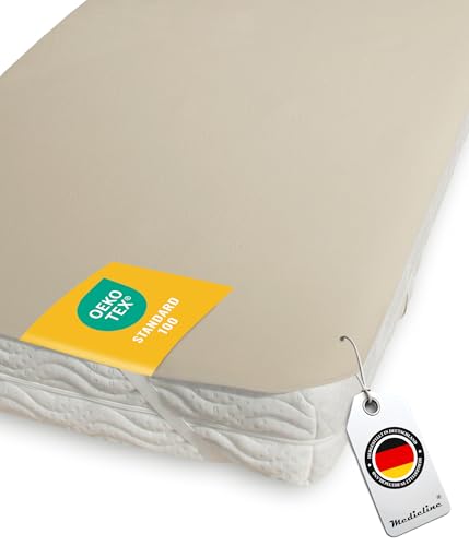 Medicline Matratzenschoner 140x200cm aus 100% Baumwolle - NEU Extra atmungsaktive waschbare Öko-Tex Matratzenauflage - Matratzenschutz aus Deutschland von Medicline