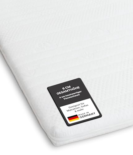 Medicline Viscoelastischer Matratzentopper 90 x 190 cm – Erholsamer Schlaf Dank druckentlastendem Memory-Schaum – Waschbarer Bezug, Allergiker-geeignet, optimale Körperanpassung, Made in DE von Medicline