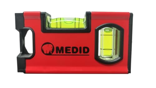 Medid Professional Mini-Wasserwaage 10 cm, magnetisch, 2 Ebenen mit stoßfesten Endkappen von MEDID