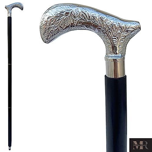 Vatertagsgeschenke Crafts Holz Spazierstock - 37" Vintage" Ebenholz "Black Sheesham Holz verziert mit Silber Handle Gehstock für Männer und Frauen. Holz Deko und Gehstöcke von Medieval Replicas