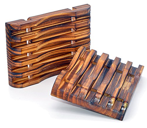 Seifenschale aus natürlichem Holz, für Schwämme, Bürsten, Seife, 2 Stück Horizontaler Stil von Medifier