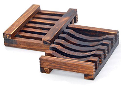 Medifier Seifenschale aus natürlichem Holz, handgefertigt, für Schwämme, Schrubber, Seife (vertikaler Stil), 2 Stück von Medifier