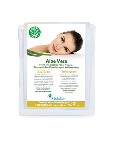 Mediflow Aloe Vera, Kissenschonbezug, Schonbezug, Wellnessbezug, Baumwolle, Weiß, 50 x 70 cm Mediflow Aloe Vera, Kissenschonbezug, Schonbezug, Wellnessbezug, Baumwolle, Weiß, 50 x 70 cm von Mediflow