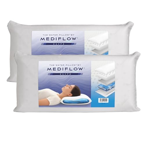 Wasserkissen - Elite Collection Memory Foam Kissen Orthopädisches Kissen zur Linderung von Nackenschmerzen Verstellbares Wasserkissen zum Schlafen (40 x 80 cm 2er-Set) von Mediflow