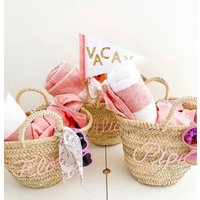 Obstkorb Personalisierter Strohkorb, Picknickkorb, Blumenmädchenkorb, Geschenkkorb Für Babymädchen, Wäschekorb, Strohsack von MedinaHeritage101
