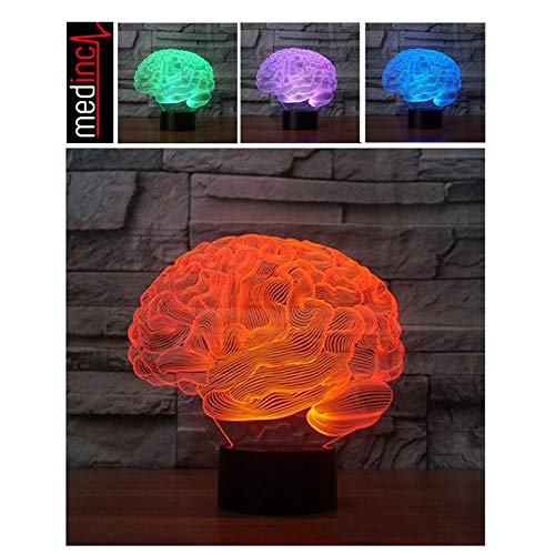 3D Gehirn LED Illusion Tischlampe 7 Farben ändern Nachtlicht für Schlafzimmer Heimdekoration Hochzeit Geburtstag Weihnachten von Medinc