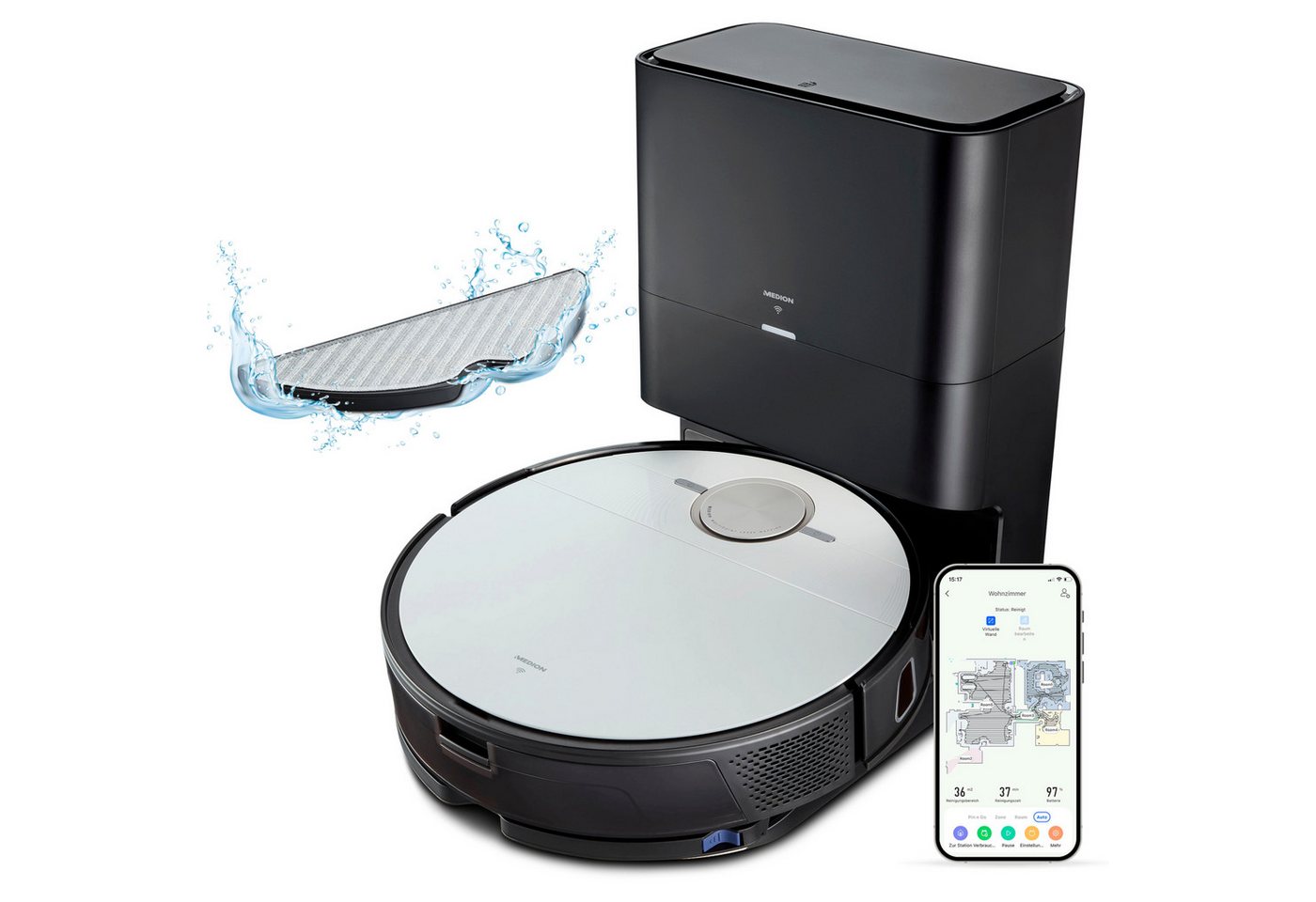 Medion® Saugroboter Smarter Laser-Saugroboter mit Wischfunktion X50 SW (MD 20004), X50 SW von Medion®