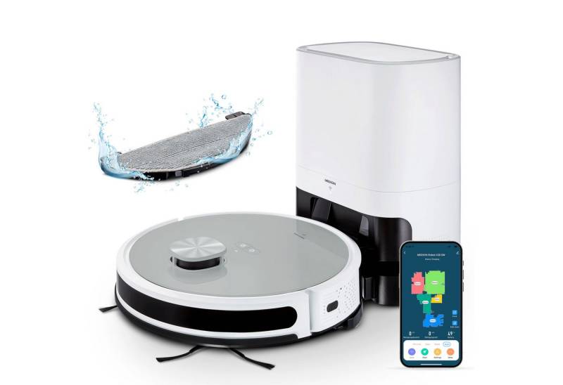 Medion® Saugroboter Smarter Saugroboter mit Wischfunktion und Absaugstation X21 SW+, X21 SW+ von Medion®