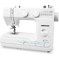 Medion Freiarm-Nähmaschine "(MD 18205), 60 Stichmuster, Freiarmnähmen, 60 Watt, 750 Stichen/min" Knopfloch- und Einfädelautomatik, Nählicht, umfangreiches Zubehör von Medion